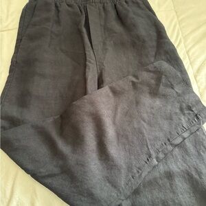 H&M Black Women's Relaxed Linen-Blend Trousers
